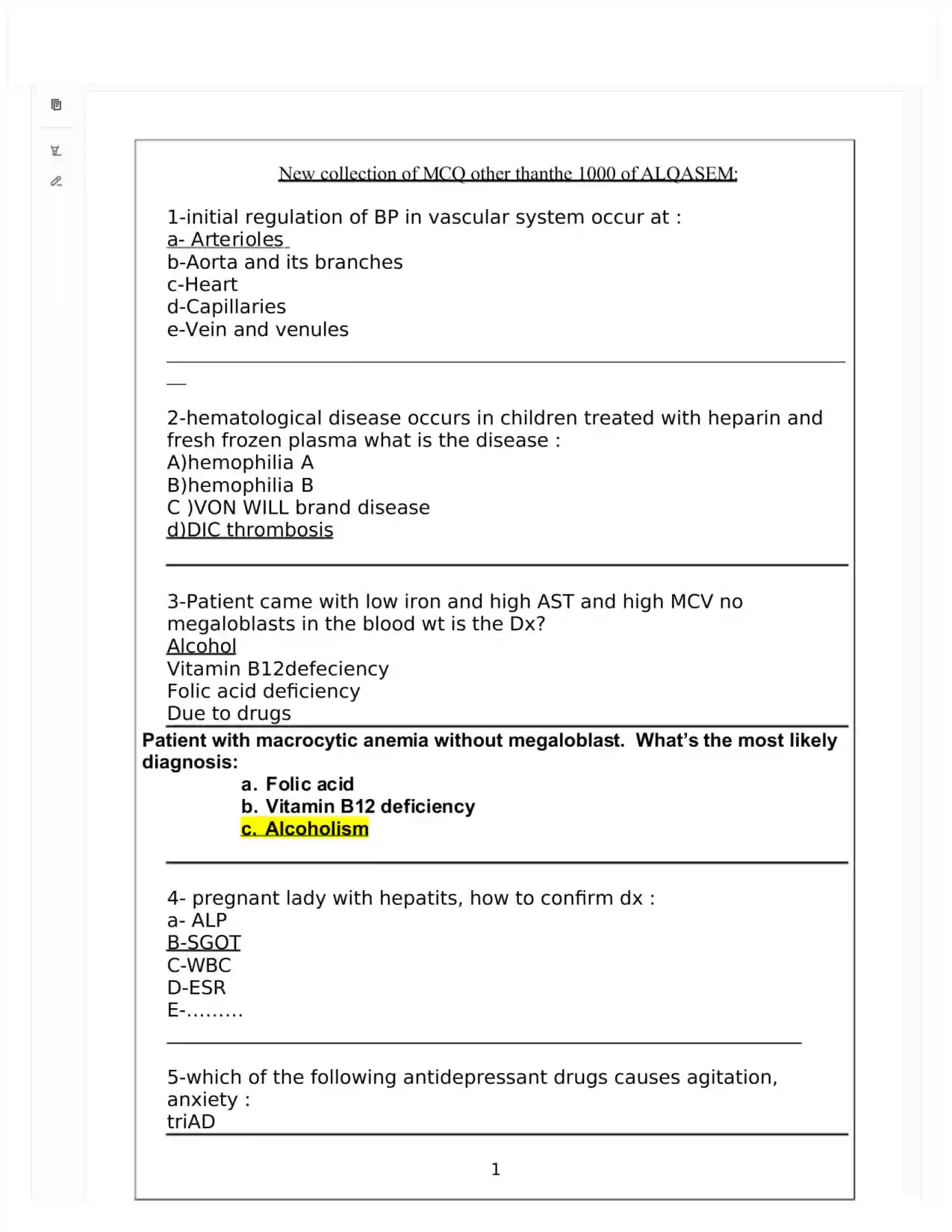 مجموعه سوالات پزشکی عمومی| بیش از 1000 سوال MCQ | ویژه آزمونهای پرومتریک، پیرسون و عمان
