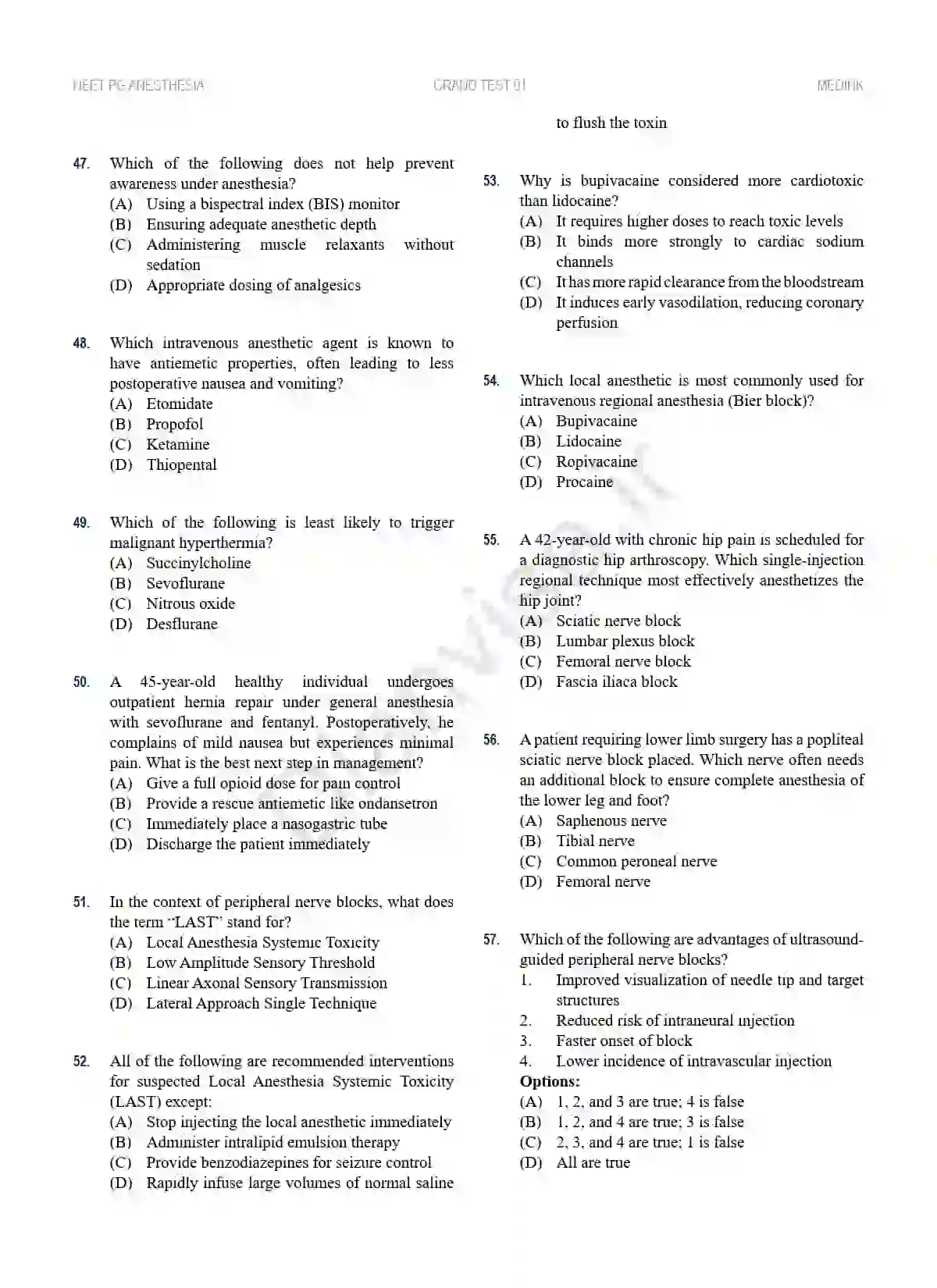 منبع جامع آزمون پرومتریک و پیرسون بیهوشی | سوال چهار گزینه ای با پاسخ تشریحی - تصویر 3