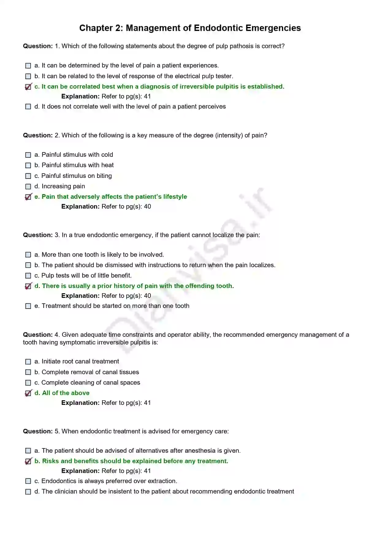مجموعه 800 سوال چالشهای MCQ متخصص درمان ریشه (اندودانتیکس) برای آزمون پرومتریک و پیرسون - تصویر 2
